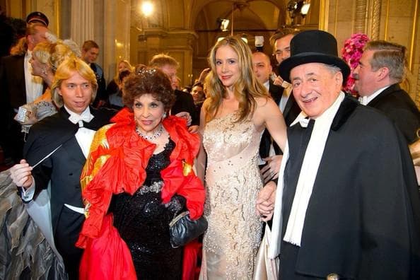 Helmut Werner mit Gina Lollobrigida, Mira Sorvino, Richard Lugner